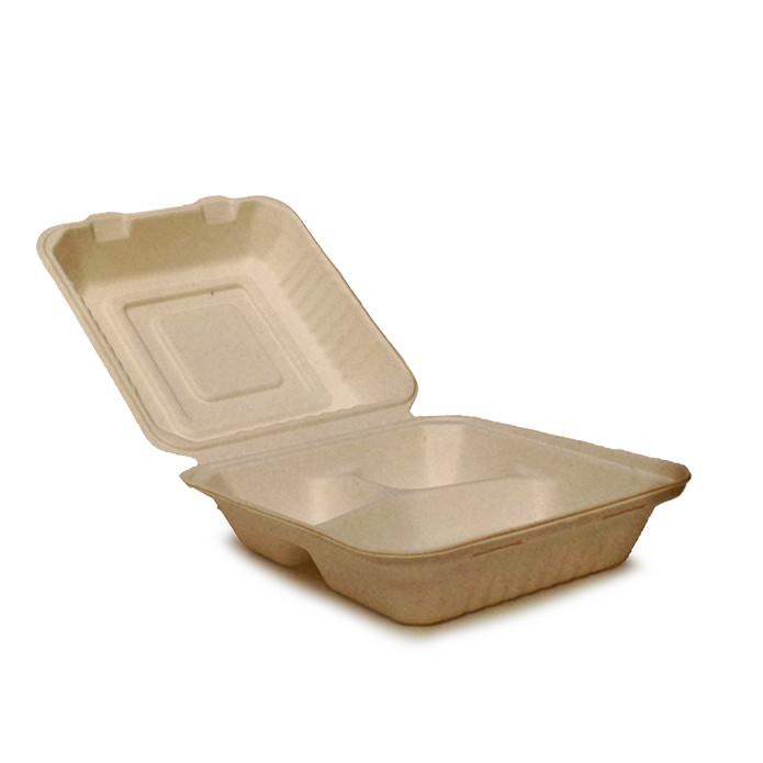 Fiberboks Bagasse 3-rum Med lag PFAS-fri Brun 22 x 20 x 8