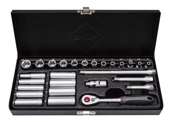 BATO Topnøglesæt 1/4" 6kt. 4-14mm kort. 6-14mm lang. 27 dele. (1304) BATO