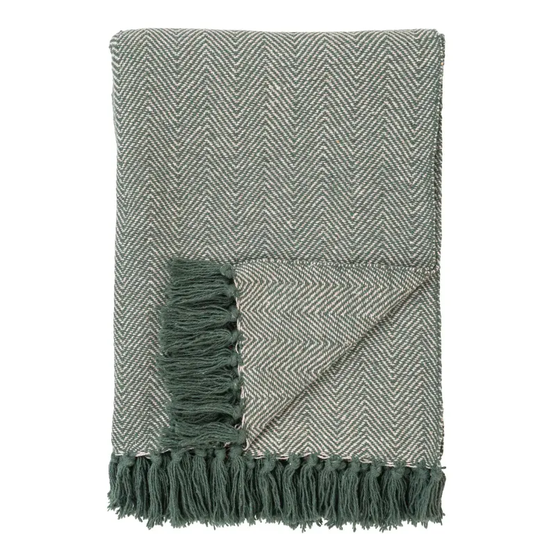 Plaid i grønt og hvidt bomuld design A - 3961005 Homeshop