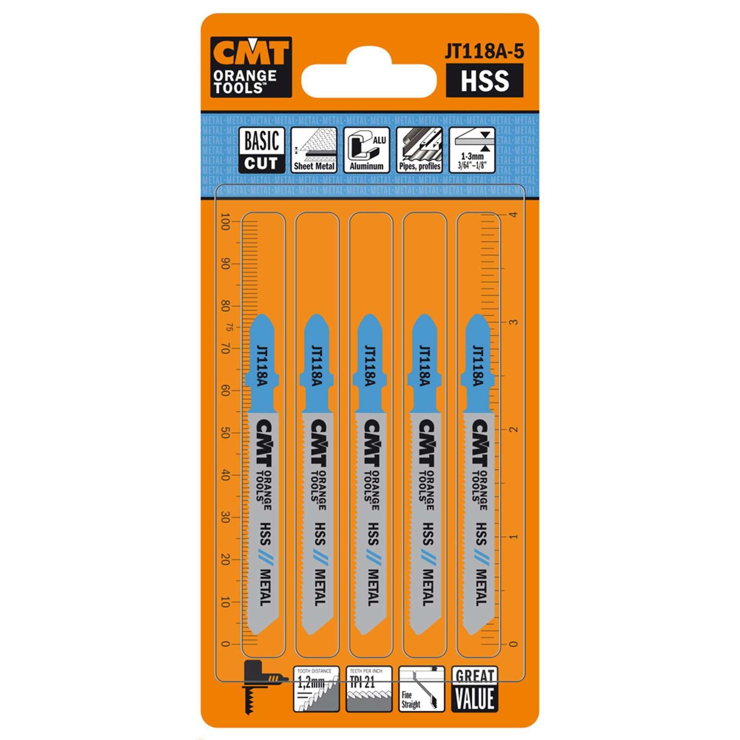 CMT Stiksavklinge 50mm HSS Metal Basic JT118A-5 CMT - Profil Værktøj