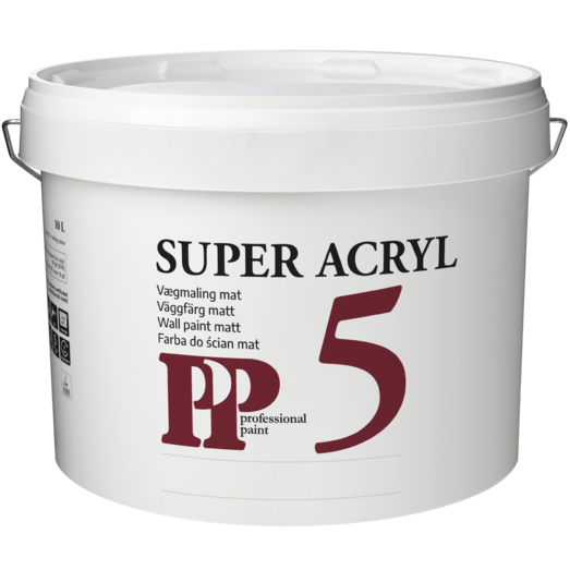 PP Acrylmaling Super 5 S0500-N/Råhvid 10 L PP - Professional Paint