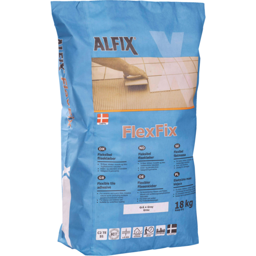 Alfix FlexFix fliseklæber 18 kg grå Alfix