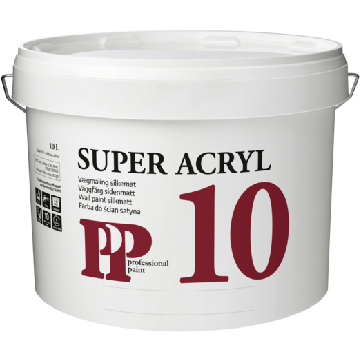 PP Vægmaling Super 10 Acryl hvid S0500N 10 L PP - Professional Paint
