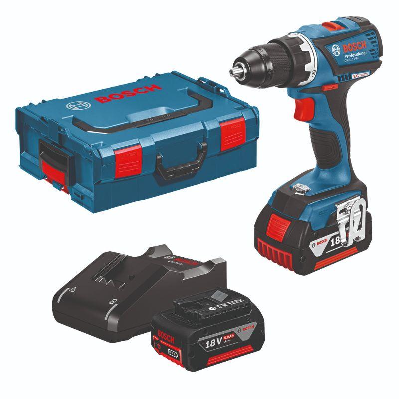 Bosch akku bore-/skruemaskine GSR 18V-EC 2x5