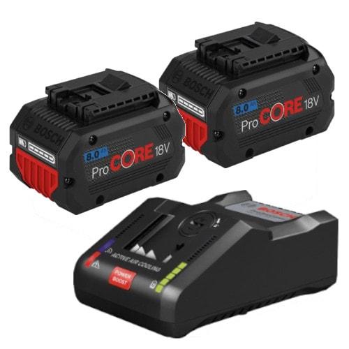 Bosch Start-Sæt: 2x Batteri ProCORE 18V 8.0Ah og Lader GAL 18V-160 C Bosch