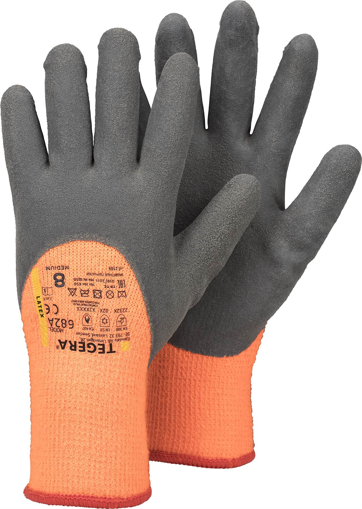Tegera arbejdshandske latex 3/4-dyp 682A Str. 7 Tegera